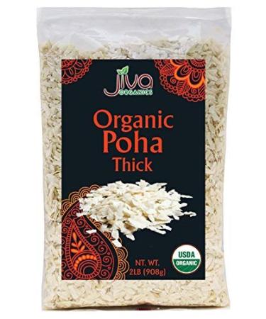 Jiva Organics Organic Poha Thick 2 Pound Bulk Bag - Flattened Rice 2 Pound (Pack of 1)