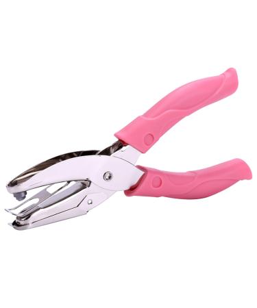 Star Shape Single Paper Hole Punch  1 Pack 6.3 Inch Length 1/4 Inch of Diameter of Hole Handheld Puncher with Pink Soft Thick Leather Cover(Star 1/4 inch)