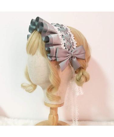 JSGHGDF Japanese Maid Cosplay Headdress Ruffled owknot Hairband Sweet Floral Lace Ribbon Party Hair Accessory White - Buy Online on SooperMarket.com