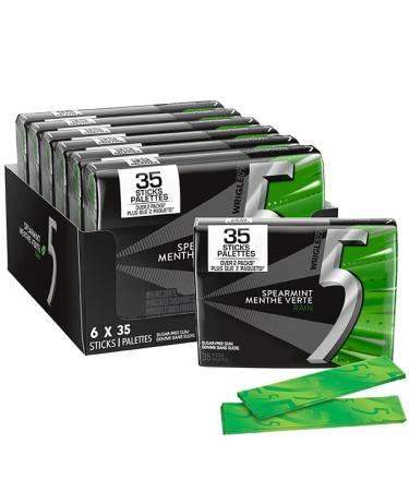 5 GUM Spearmint-Rain Flavoured Sugar Free Chewing Gum 35 Sticks 6 Packs
