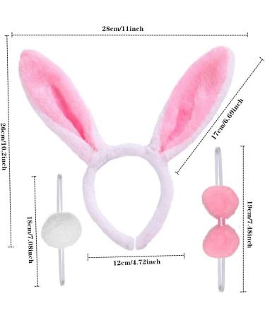 Rabbit Ears Headband Bunny Costume 3 Sets Rabbit Ears Headband and Tail Bow Tie for Adult Children Cosplay Christmas Carnival Party - Buy Online on SooperMarket.com