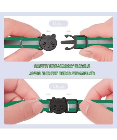 Hepplly 2-Pack Dark Green Cat Collars - Quick Release Reflective Kitten Collars with Bell for Safe & Stylish Outdoor Adventure - Buy Online on SooperMarket.com