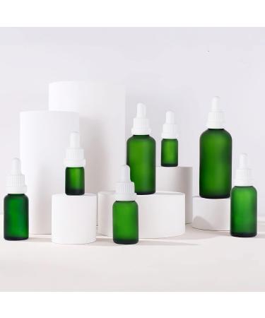 Zeoabsy 6-Piece 20ml Frosted Green Glass Pipette Bottles for Essential Oils & Aromatherapy | Empty Drip Bottles with White Locking Pipetting Ring - Buy Online on SooperMarket.com
