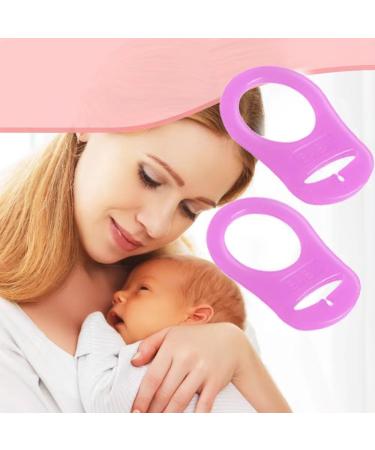 2 Pcs Silicone Dummy Clip Adapter Set for Button-Style Pacifiers - Purple - Buy Online on SooperMarket.com