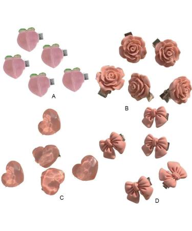 vreplrse 5 Pieces Pink Hair Clips Flower Women Girls Sweet Hairpins Styling Accessories Head Decoration Pin for DIY Crafts Heart - Buy Online on SooperMarket.com