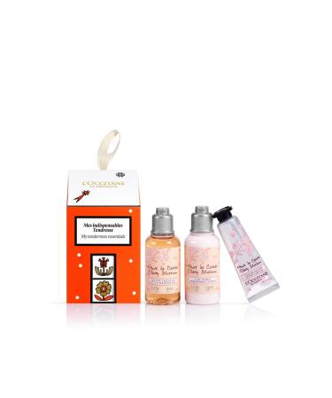 L'Occitane Cherry Blossom Ornament 3 Piece Gift Set  Including Cherry Blossom Bath & Shower Gel 1.1 Fl. Oz.  Cherry Blossom Shimmering Lotion 1.1 Fl. Oz.  and Cherry Blossom Hand Cream 0.35 Oz.