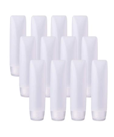 Bekith 12 Pack Travel Size Plastic Squeeze Bottles for Liquids, 30ml/1oz Makeup Toiletry Refillable Cosmetic Containers For Shampoo,Conditioner,Lotion,Toiletries