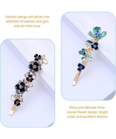 minkissy Rhinestones Flower Hair Pin French Vintage Barrettes Bobby Metal Gold Pin Hair Accessories for Women Girls 6 Color - Buy Online on SooperMarket.com