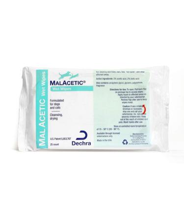 Dechra MalAcetic Wet Wipes for Cats and Dogs 25 Count