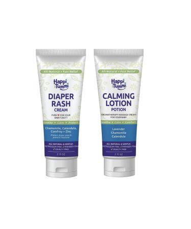 Happi Tummi Natural Organic Diaper Rash and Calming Baby Massage Lotion Potion Bundle