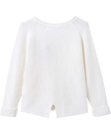 SMILING PINKER Toddler Girls Knit Cardigan | Soft & Warm Sweater with Pockets | 12-24 Months, White - Buy Online on SooperMarket.com