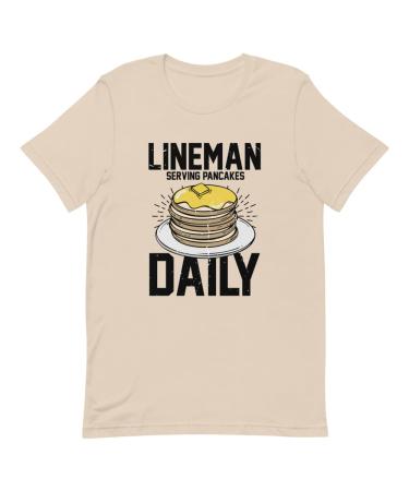 Humorous Lineman Serving Pancakes Fan Hotcake Enthusiast Novelty Linesmen 2 Soft Cream Large L Soft Cream