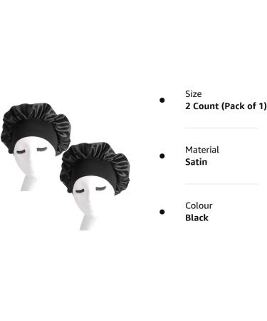 Nuoshen 2 Pack Silky Bonnets with Wide Elastic Band for Curly Hair Protection - Black (Pack of 1) - Buy Online on SooperMarket.com