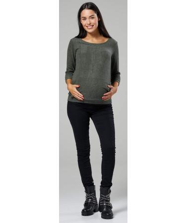 Happy Mama Maternity Nursing Striped Jumper Top 16-18 Khaki Melange - Buy Online on SooperMarket.com
