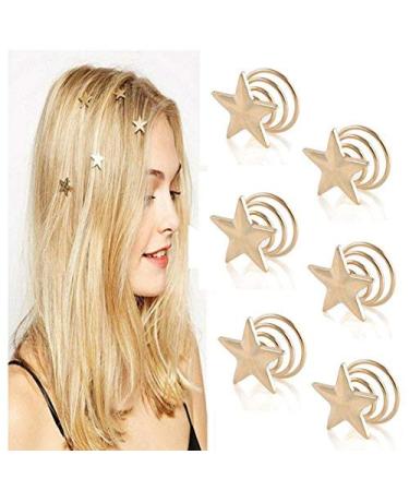 Aysekone 6 Pcs/Pack Delicate Bridesmaid Gift Gold Wedding Hair Pins Clips Bridal Star Hairpin Spiral Hair Claw Stick Headwear Barrettes for Women Girls Hair Accessories