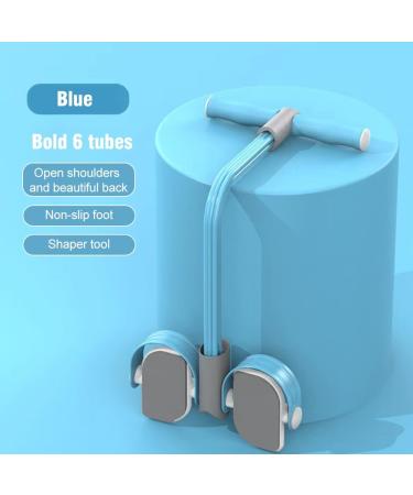 Abdominal Trainer - Sit-Up Equipment with 6 Tubes | Elastic Pull Rope & Resistance Band for Core Workout - Ab Shaper in Blue - Buy Online on SooperMarket.com