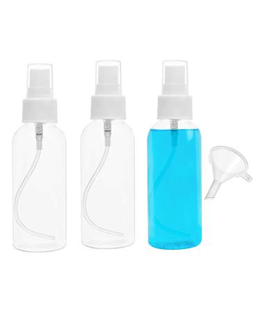 Symbah Small Spray Bottle 100ml Atomiser fine plastic Refillable Mist Empaty Spray Bottles for Traveling Make-up Skincare Cleaning Liquids 3 PCS with Funnel