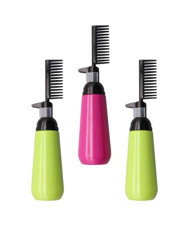 Lurrose 3pcs 130ml Hair Dye Bottle Root Comb Applicator Bottle Hair Coloring Dyeing Dispensing Bottle Container for Home Shop Scalp Treatment Perming Tools (Random Color)