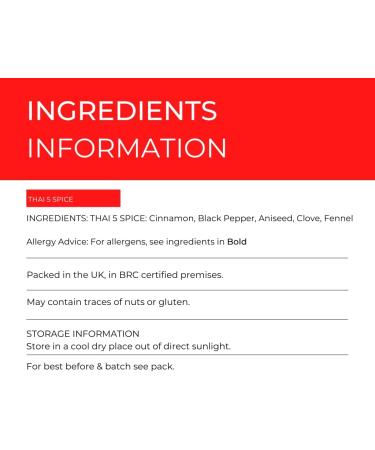 Hides Fine Foods - Thai Five Spice 500g - GMO Free - Suitable for Vegetarians - Southeastern Asia Spice Blend - Thai Cooking - Curry - Takeaway - Fakeaway 500 g (Pack of 1) - Buy Online on SooperMarket.com