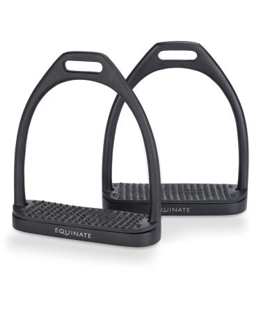 Equinate Stirrups Midway 10cm Black Matt - With anti-slip rubber tread - For adults and children - 2 pieces