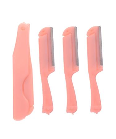 MAGICLULU 5 Sets Eyebrow Makeup Tool Kit Stainless Steel Trimmer Hair Removal Trimming Kit Makeup Tools Brow Razor Trimmer Clipper Folding Trimmer Miss Eyebrow Pink Replaceable