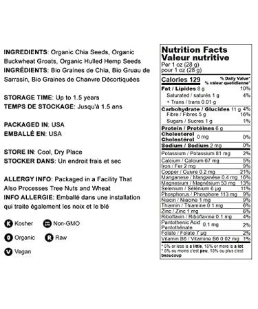 Organic Superfood Cereal Topper 5 lbs with Non-GMO Hemp, Chia & Buckwheat Seeds - Vegan, Kosher, Omega-3 & Fiber-Rich - Buy Online on SooperMarket.com