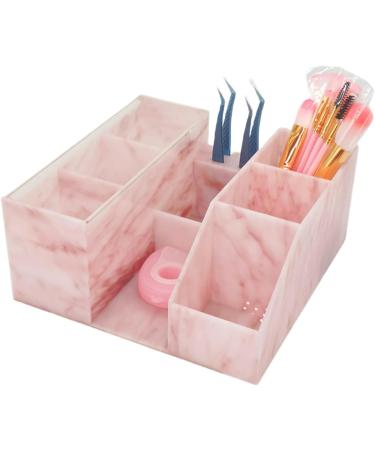 Acrylic Eyelash Beauty Organizer with Tweezers Holder | Marble Pink Display Boxes for Home and Salon - Buy Online on SooperMarket.com
