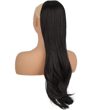 PORSMEER 26 Black Drawstring Ponytail Extension - Synthetic Hairpiece for Women/Girls, Natural Straight Wavy End, Daily Use/Party - Black-2 - Buy Online on SooperMarket.com