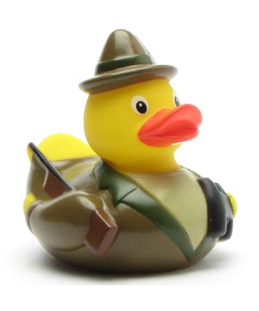 Duckshop I bathing duck i squeaky duck i funny bathing duck hunter - squeaky duck with rifle field steaker and hunting horn - gift for every hunter - hunting - incl.