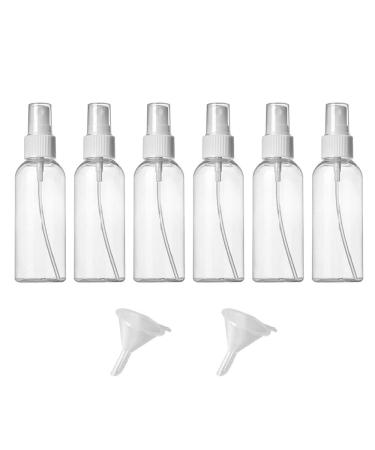 Spray bottle small 6 x 50 ml refillable portable plastic atomizer with funnel for air travel or outdoor sports