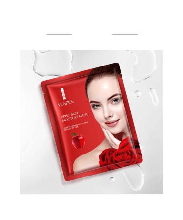 VENZEN Red Apple Skin Moisture Face Mask - Hyaluronic Acid 10 Pack (25g Each) | Refreshing Facial Care for Hydration & Replenishment - Buy Online on SooperMarket.com
