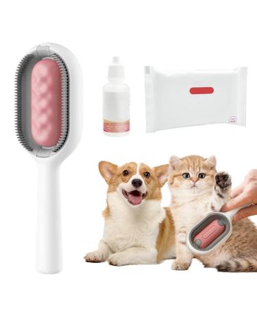 Animal hair removal comb with water tank cleaning brush for animal hair with dry towels Essence fluid cat brush dog brush pets animal hair remover with water tankforer for remove hair essence fluid+10-dried towels long-haired pink