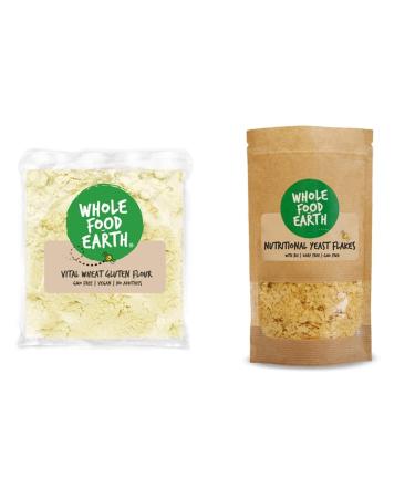 Wholefood Earth - Vital Wheat Gluten Flour - Vegan - GMO Free (3kg) & Nutritional Yeast Flakes 1 kg - with B12 Dairy Free GMO Free Vegan + Nutritional Yeast Flakes 3 kg (Pack of 1)