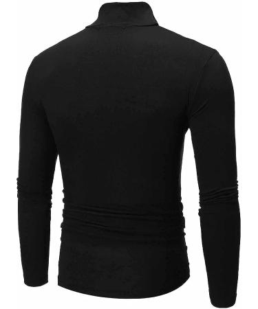 Men's Casual Lightweight Turtleneck Long Sleeve T-Shirt - Black, Medium - Buy Online on SooperMarket.com