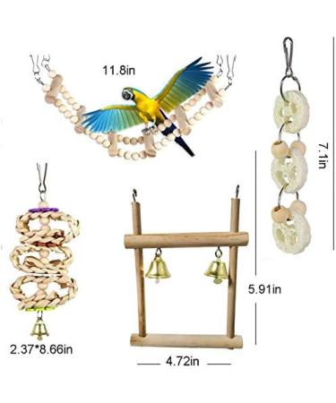 CAMITER 8 Packs Bird Toys Parrots Cage Toys Natural Wood Hanging Swing Shredding Chewing Perches Parrot Toy Parrot Bite Toy for Budgie Parakeet Cockatiel Macaw - Buy Online on SooperMarket.com