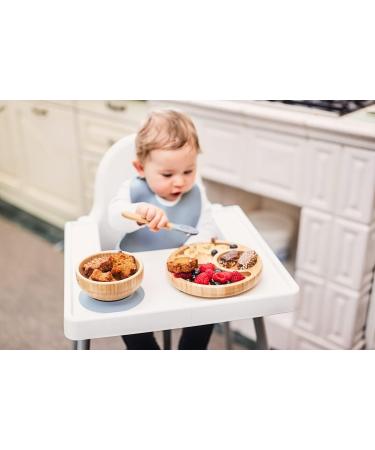 ShipShape Bamboo Baby Weaning Set | Suction Plates & Bowls, 2 Spoons, Silicone Bib | Feeding Set + Free eBook | Dusty Blue Toddler Plates & Bowls - Buy Online on SooperMarket.com