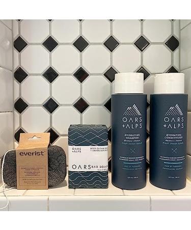 MightyNest Men's Shower Set | Oars and Alps Blue Charcoal Soap Shampoo & Conditioner | Eco-Friendly 4 Piece Bath Gift Set | Moisturizing for All Skin & Hair Types - Buy Online on SooperMarket.com