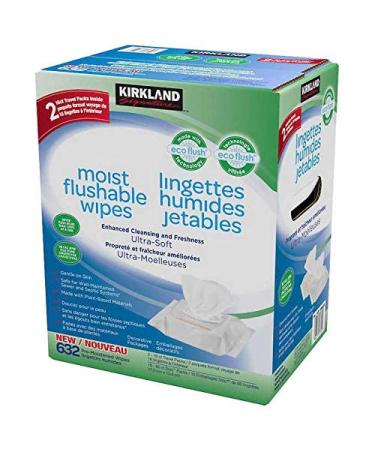 Kirkland Signature Flushable Wipes 632 Count Pack - Moist White Wipes - Eco-Friendly and Biodegradable - Buy Online on SooperMarket.com