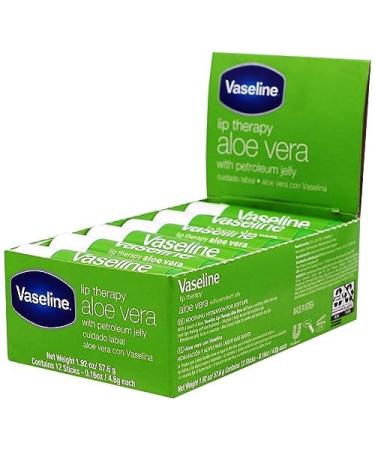 Vaseline Lip Therapy Aloe - 12 Pack Box | Moisturizing Lip Balm for Soft Lips - International Shipping Available - Buy Online on SooperMarket.com