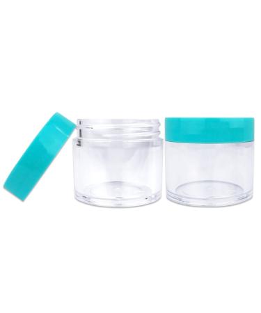 Beauticom 12 Piece 1 oz Acrylic Round Clear Jars with Flat Top Lids - Perfect for Creams Lotions Makeup & Herbs - SKY BLUE TEAL - Buy Online on SooperMarket.com