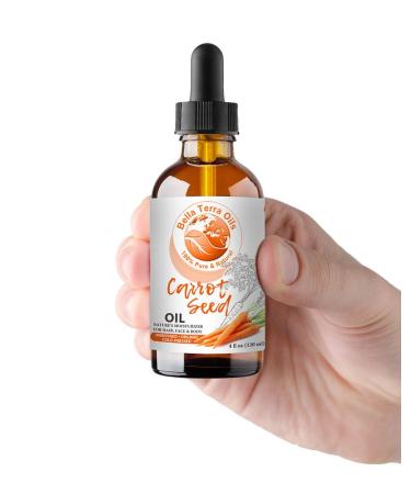 Bella Terra Oils Carrot Seed Oil 4oz - 100% Pure, Cold-Pressed, Organic | Rich in Vitamin C & Beta-Carotene | Natural Moisturizer for Hair, Face & Body - Buy Online on SooperMarket.com