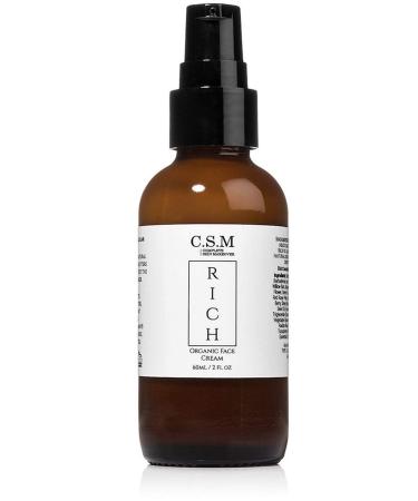 CSM RICH Organic Moisturizing Face and Eye Cream with Vitamin C B5 Ceramides Aloe Chamomile Comfrey Lavender - Anti-Aging Natural Skin Care Lotion Day and Night Cream - Made in the USA