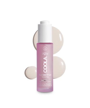 COOLA Organic Sun Silk Drops and Face Moisturizer with SPF 30  Dermatologist Tested Sunscreen with Plant-Derived BlueScreen Digital De-Stress Technology  1 Fl Oz