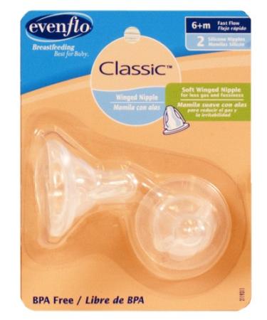 Evenflo 2 Pack Classic Anatomic Nipple Fast Flow