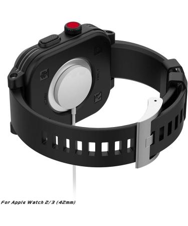 ShellBox Waterproof Apple Watch Case 42mm Series 3 & 2 | Premium Silicone Band | Built-in Screen Protector | Slim Drop/Shock Proof | Black - Buy Online on SooperMarket.com