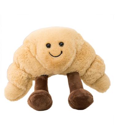 OUKEYI Croissant Plush 9" WeightedPlush Cute Smile Croissant Bread Pillow Stuffed Animals Funny Soft Food Plushies Toy for Gifts for Kids Birthday