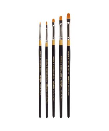 KINGART Original Gold 9510 Short Filbert Series Paintbrush Set, Premium Golden Taklon Multimedia Artist Brushes, Set of 5