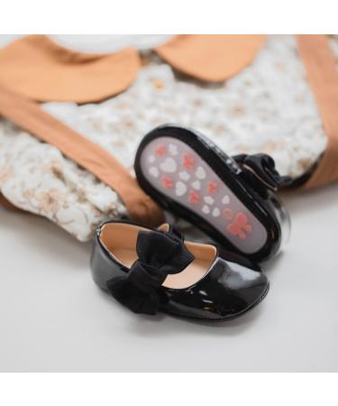 Sonsage Infant Baby Girls Bowknot Mary Jane Princess Flats | Anti-Slip Sole | Wedding Dress Shoes | 6-12 Months | Black - Buy Online on SooperMarket.com