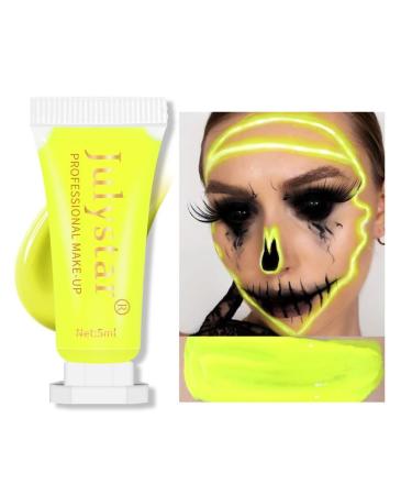 Yellow Face Paint for Kids Glow in The Black Light UV Fluorescent Crayons Paint Sticks Makeup Kit for Kids Adults Halloween Masquerade Mardi Gras Blacklight Birthday Party (#03 UV Yellow)