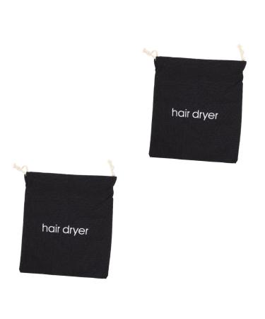 WOONEKY 2pcs Hair Dryer Storage Bag Blow Dryer Hairdryer Bag Drawstring Hair Dryer Bag for Head Fabric Black